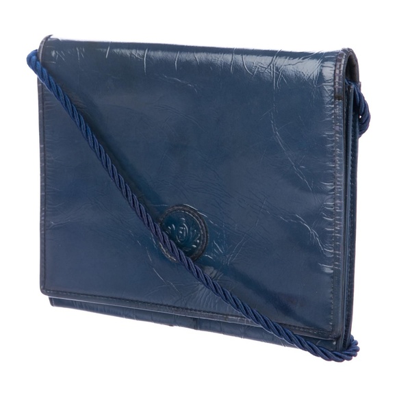 FENDI BLUE PATENT SQUARE SHOULDER BAG - Picture 3 of 5